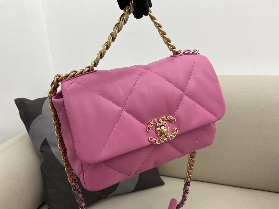 Lambskin 19 Handbag Flap Bag AS1160 Rose Pink